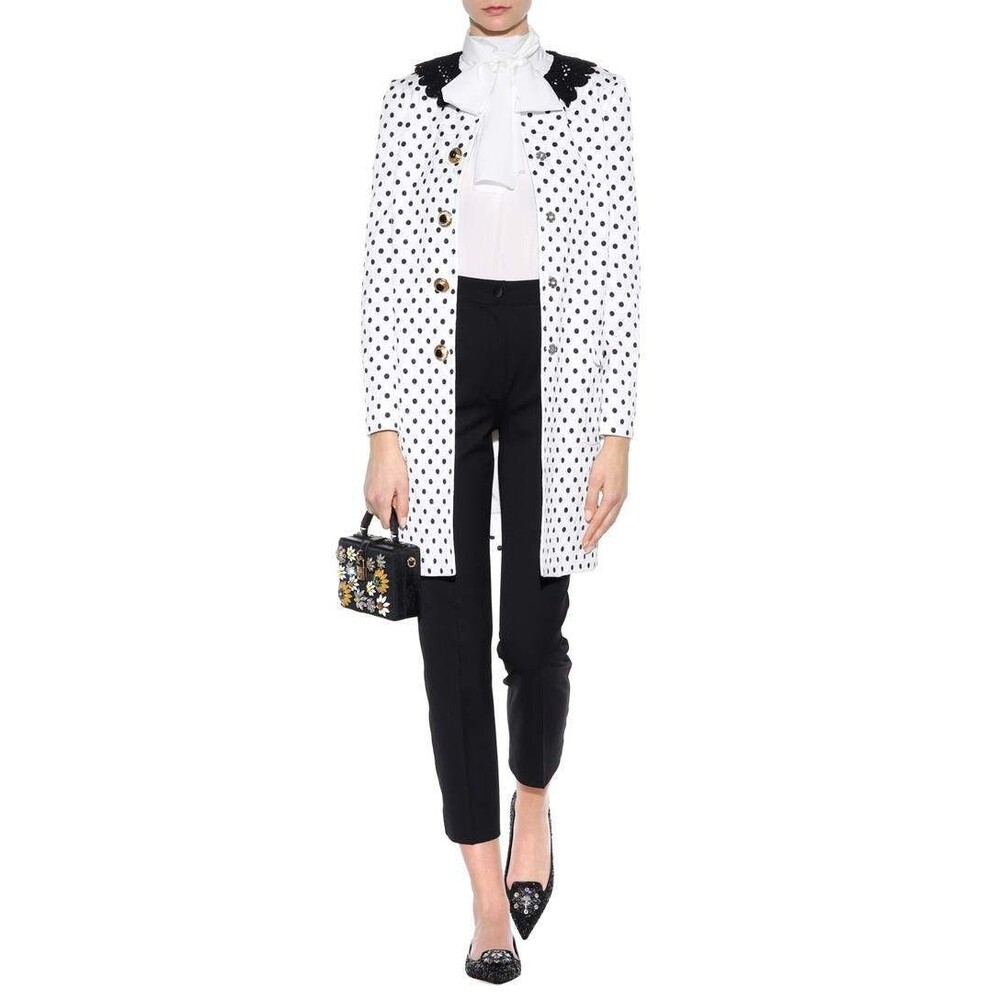 Dolce & Gabbana Polka-dot Printed Jacquard Coat In Pois Eero, IT 38, NWT